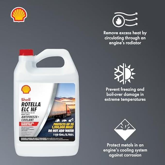 Shell Rotella سائل تبريد مضاد تجمد 50/50 مخفف مسبقا خالي من النيتريت (1 جالون، عبوة واحدة) - Image 3